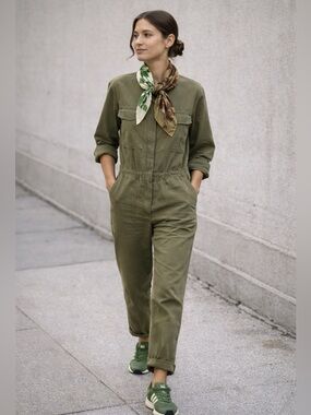 Vintage Floral Green and Brown Scarf